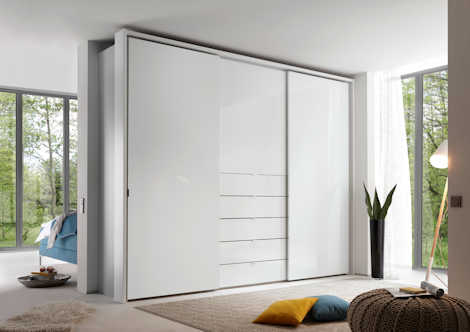 Kleiderschrank Z17637-1 - Glasfront, TV-Fach