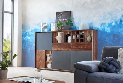 Highboard Z17779-4 - Nussbaum Echtholzfurnier, Lack