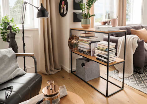 Konsolentisch schmal Massivholz Metallgestell Z17913