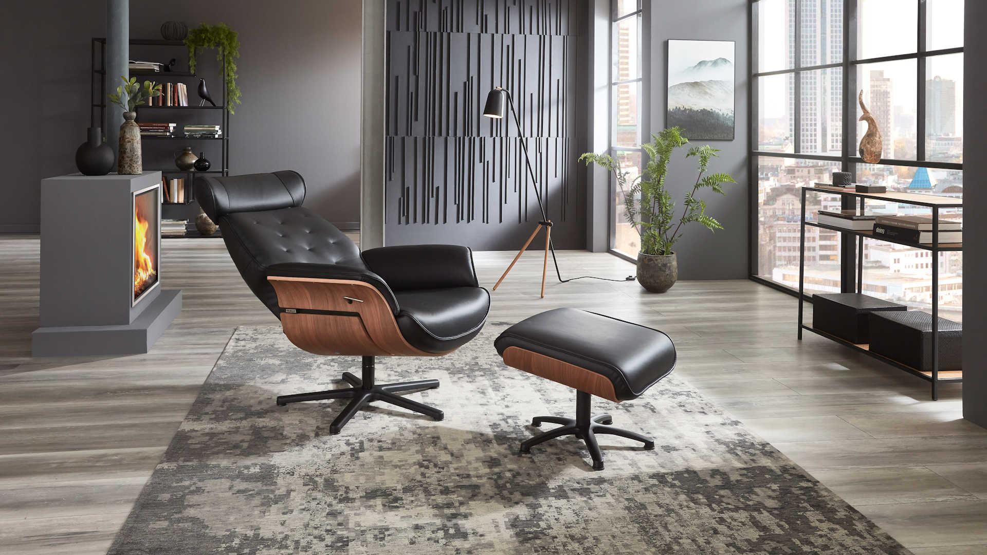 Fernseh- und Relaxsessel Z17686 - Leder, Holzformschale