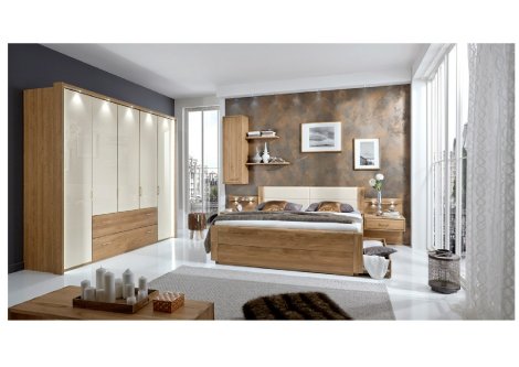 Schlafzimmer komplett Eiche Glasfront Z19409
