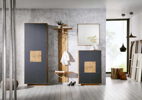 Garderobe Set 4teilig Asteiche Glasfront Z19634