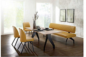 Tischgruppe Z19713 - modern in Leder gelb