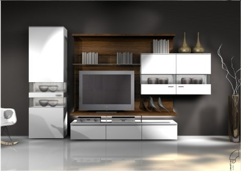 Wohnwand Z20044 - Lack, Balkeneiche honig