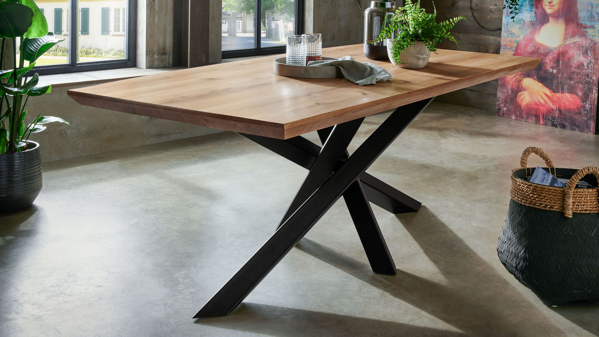 Esstisch Massivholzplatte - Spinnenfuß Z19251