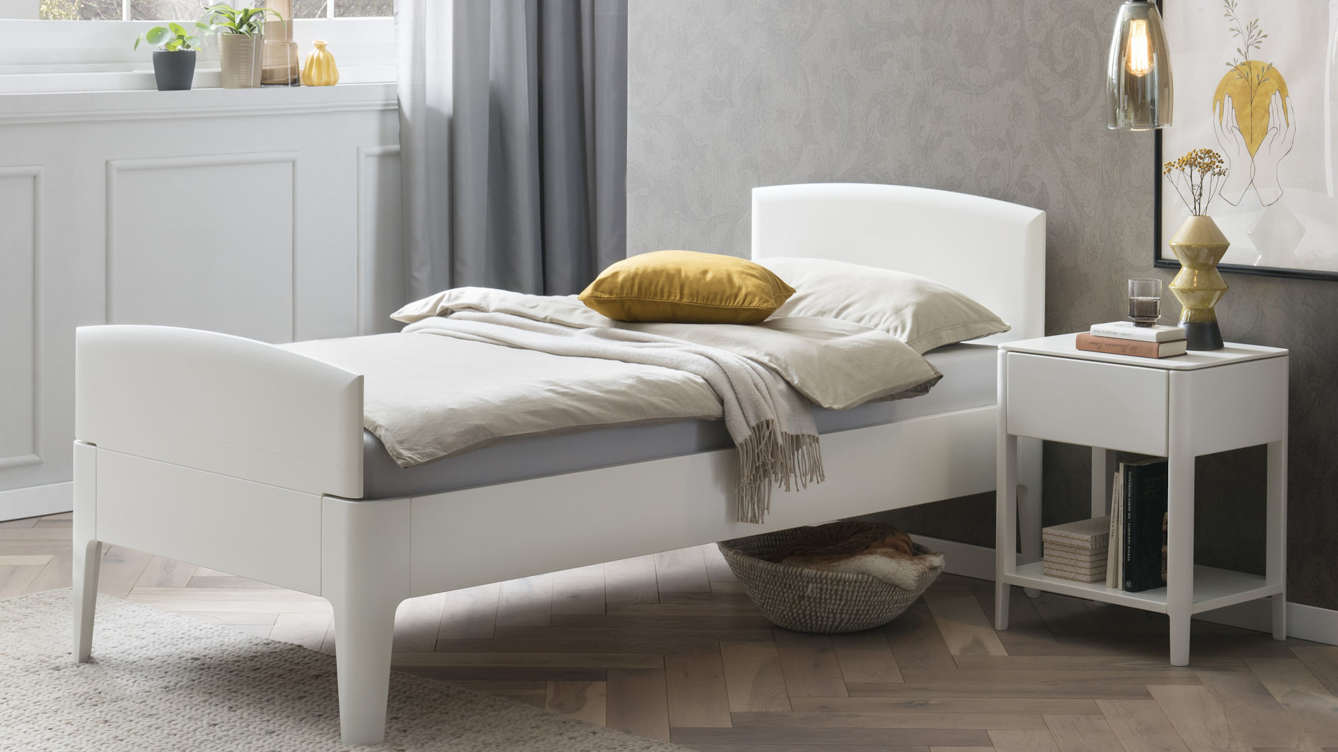 Einzelbett Z18307 - Buche weiß