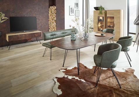 Tischgruppe Esszimmer Z20415-1 - Metallgestell, Stoffbezug