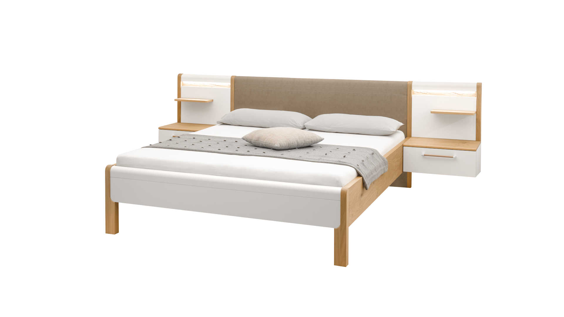 Schlafzimmer Z20761 - Balkeneiche-Furnier mit Lackfront grau