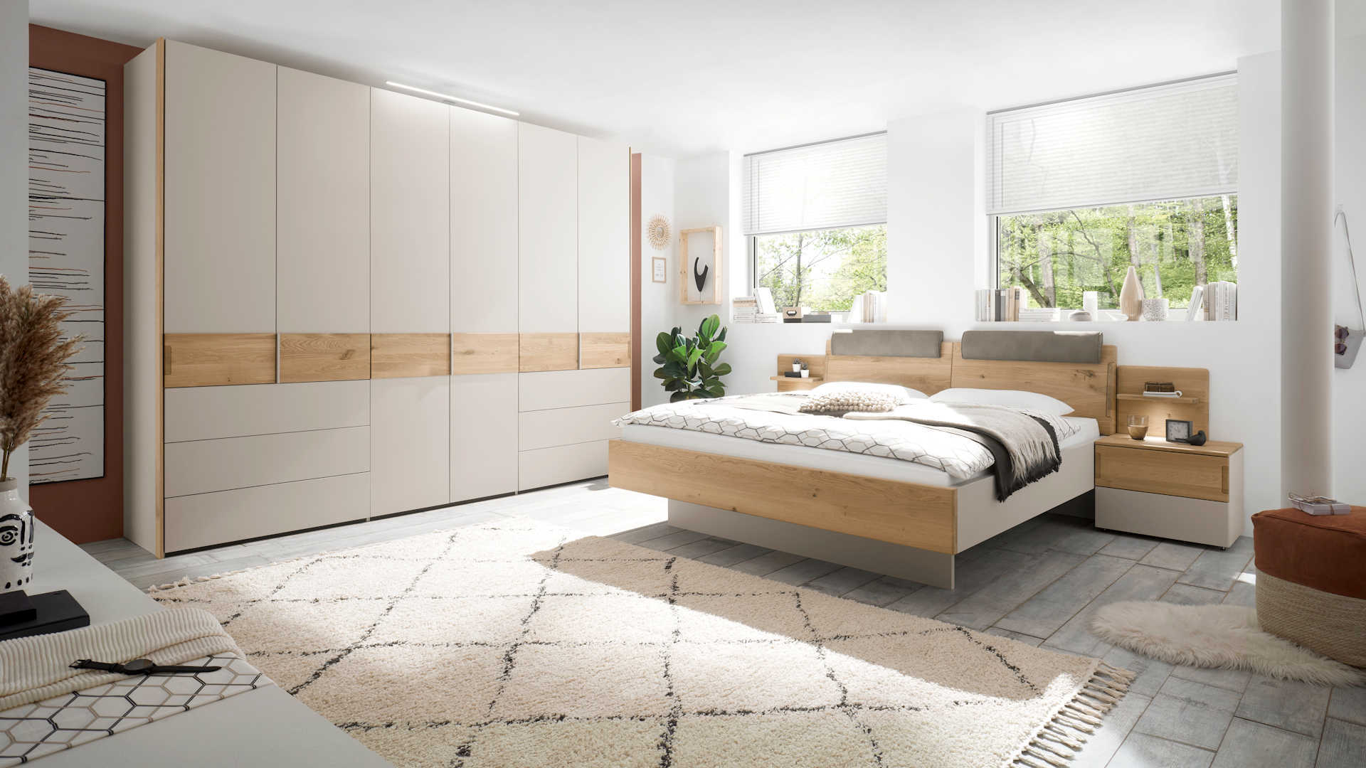 Schlafzimmer Z20768-1 - Eiche mit Lackfront grau