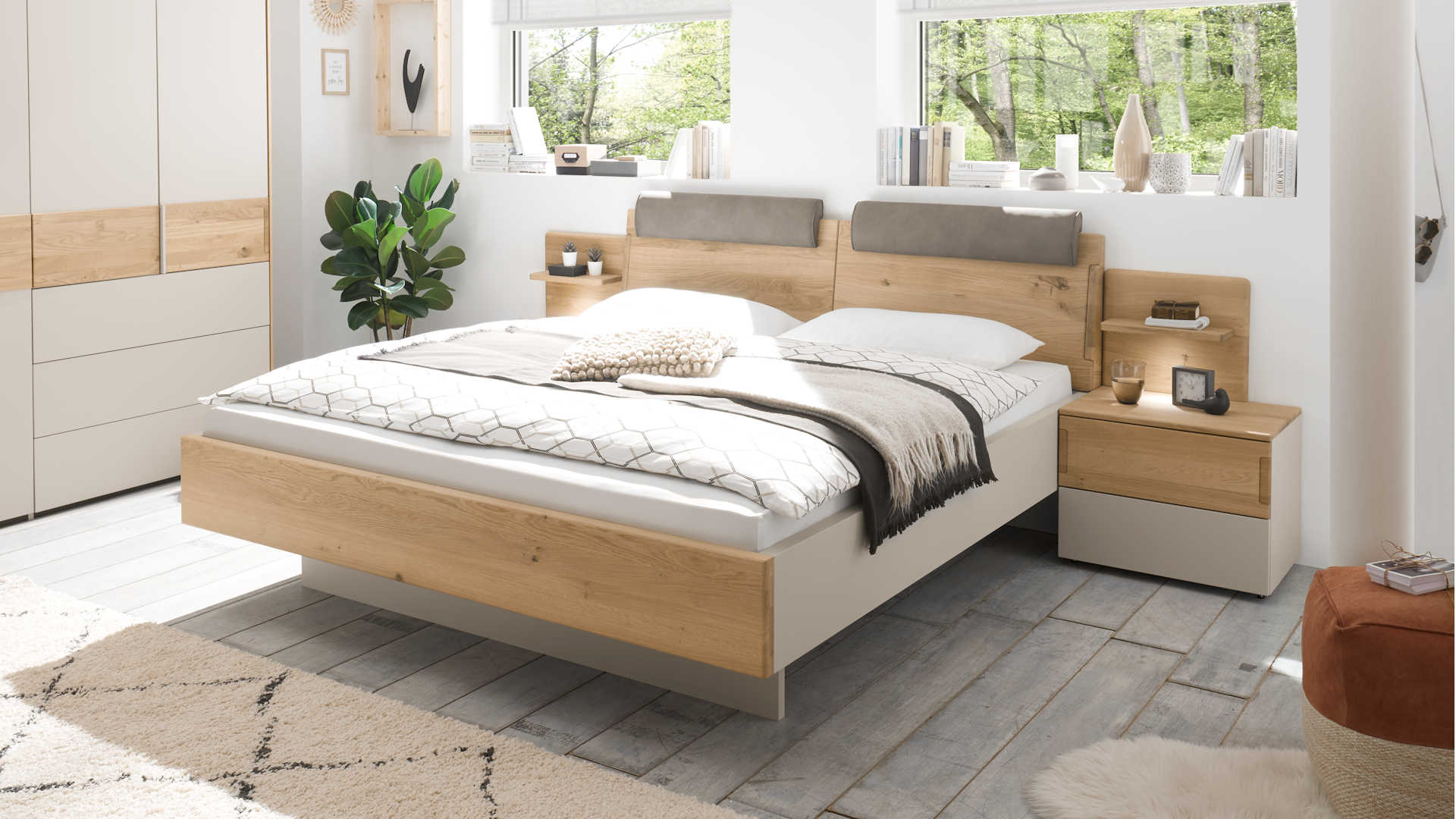 Schlafzimmer Z20768-1 - Eiche mit Lackfront grau