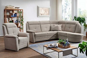 Eck-Polstergarnitur Z21892 - Stoffbezug, inkl. Sessel