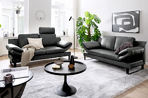 Ledersofa Kombination schwarz Z21857 - stilvoll elegant