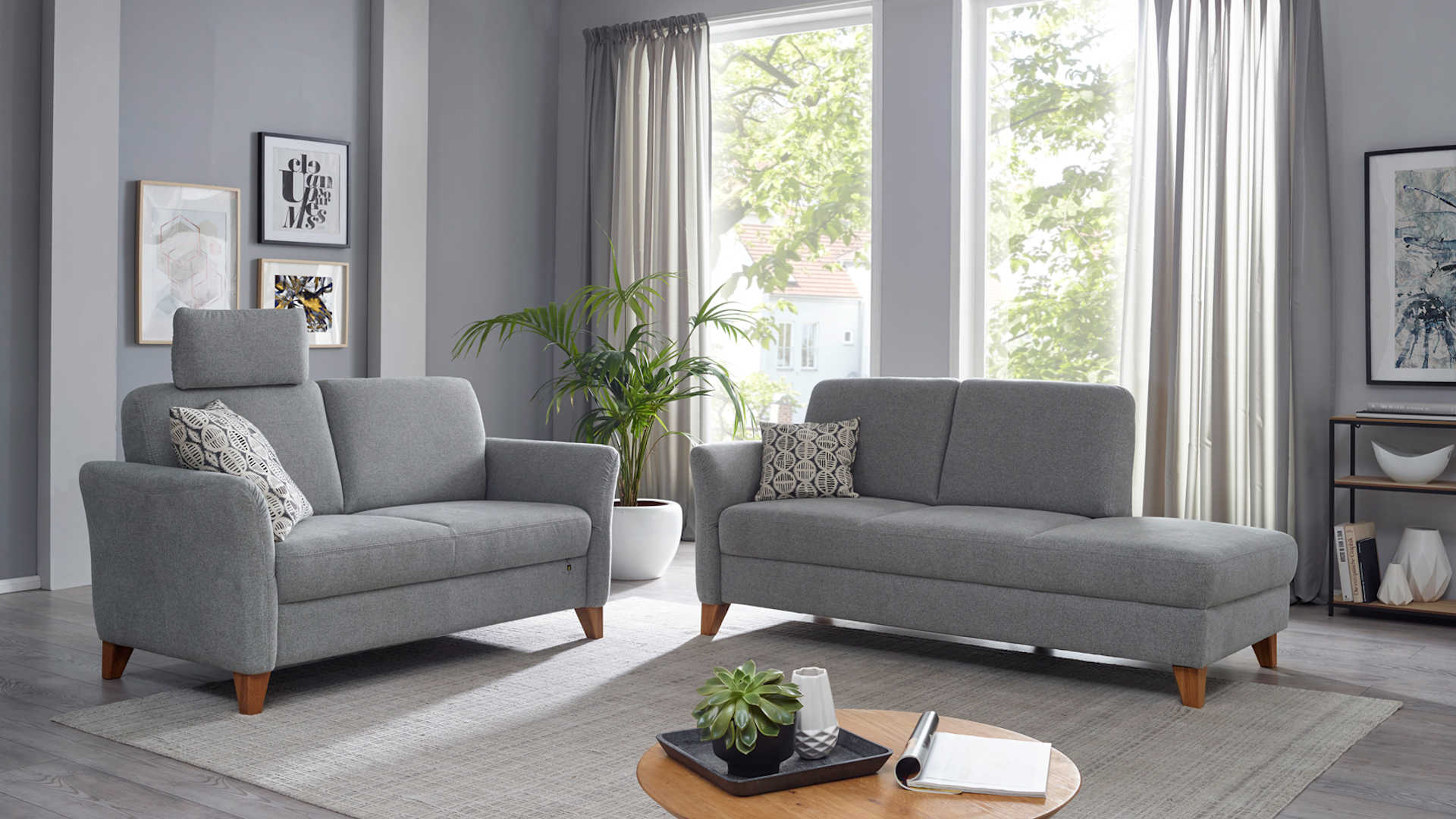 Sofakombination Z21876-1 - Stoff hellgrau