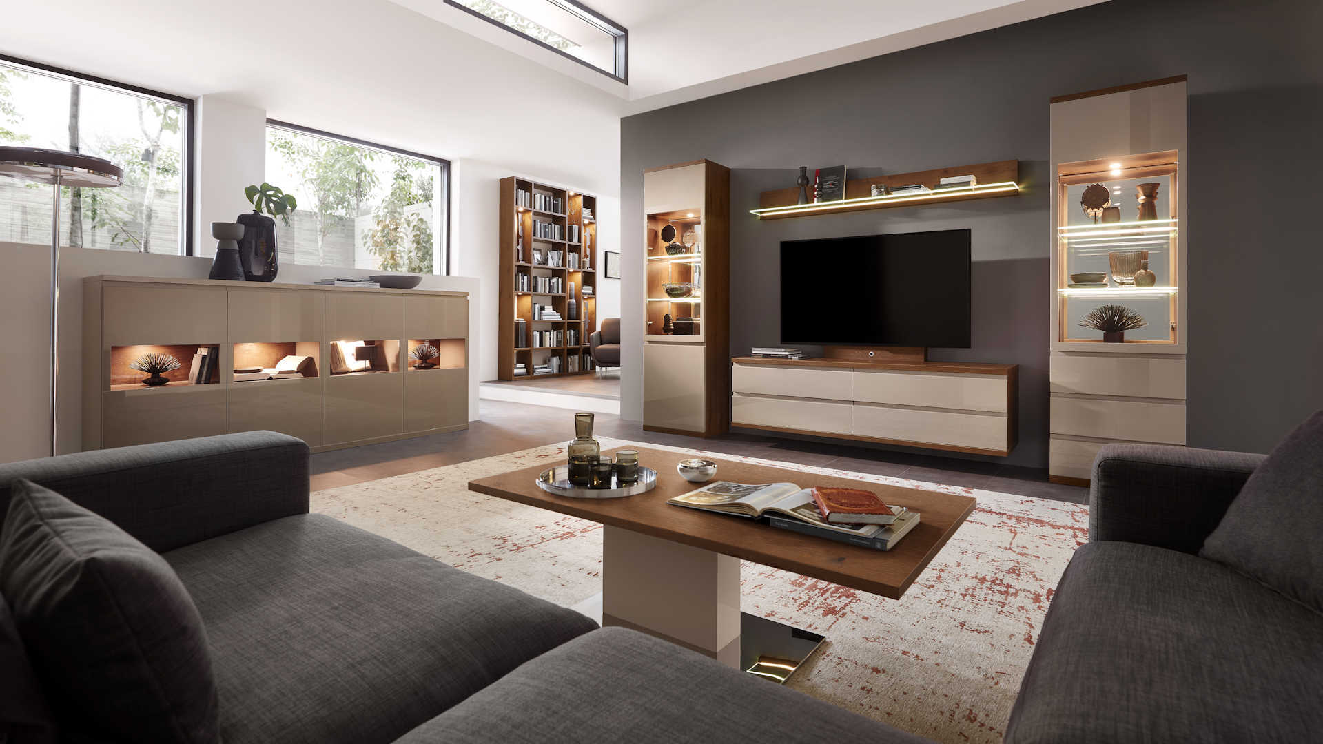 Wohnwand Z21940 - Lackfront mit Holzkorpus