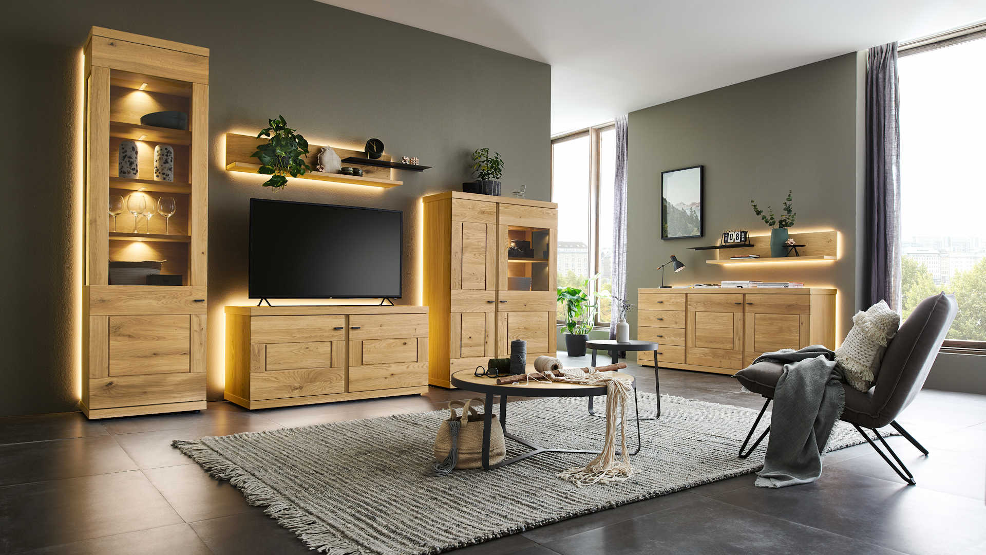 Anbauwand Z21991-2 - Wildeiche hell soft gebürstet