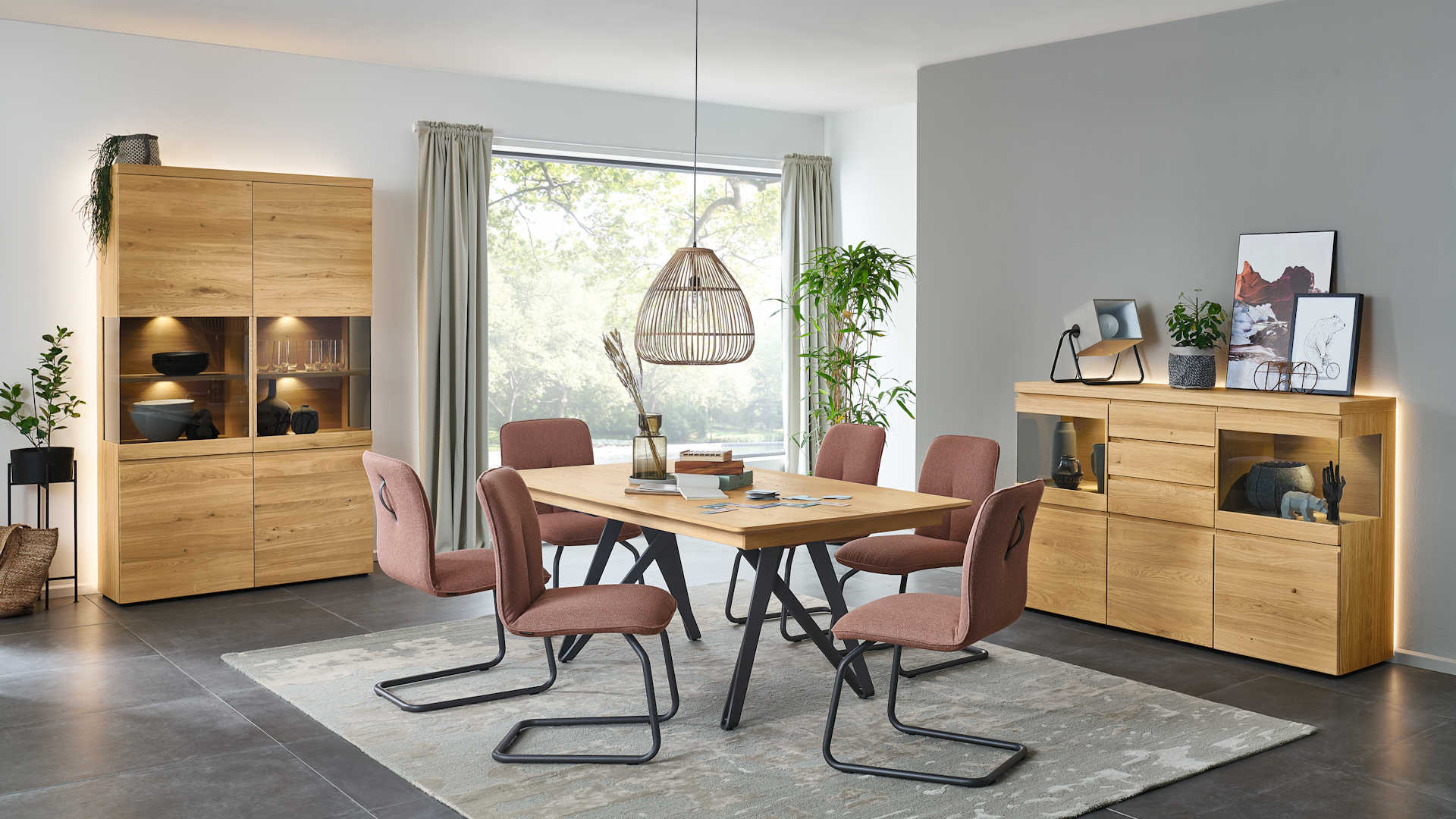 Vitrine + Sideboard Z21998 - Wildeiche hell soft gebürstet