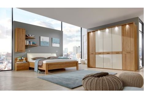 komplettes Schlafzimmer teilmassiv Eiche/Glas Z22057