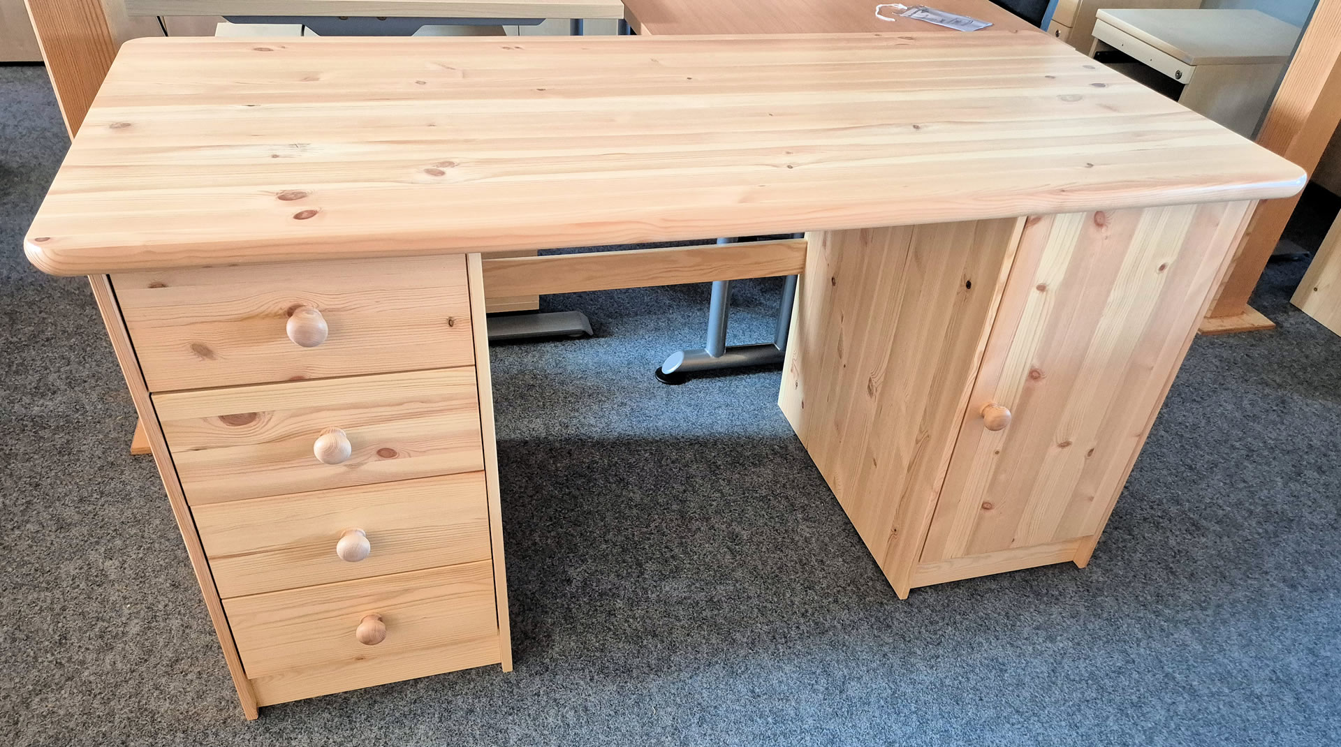 Massivholz-Schreibtisch 1 Tür, 4 SK