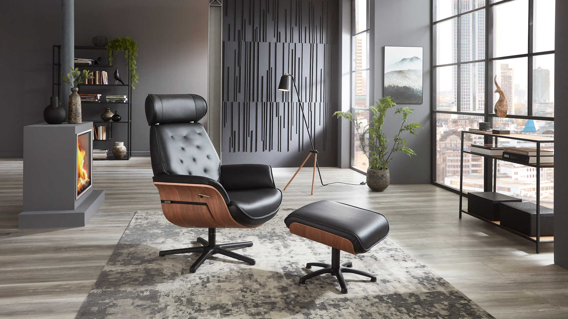 Fernseh- und Relaxsessel Z22209 - Leder, Holzformschale