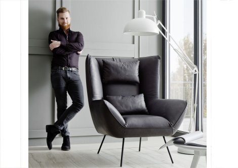 Einzelsessel Leder dunkelgrau Z22264