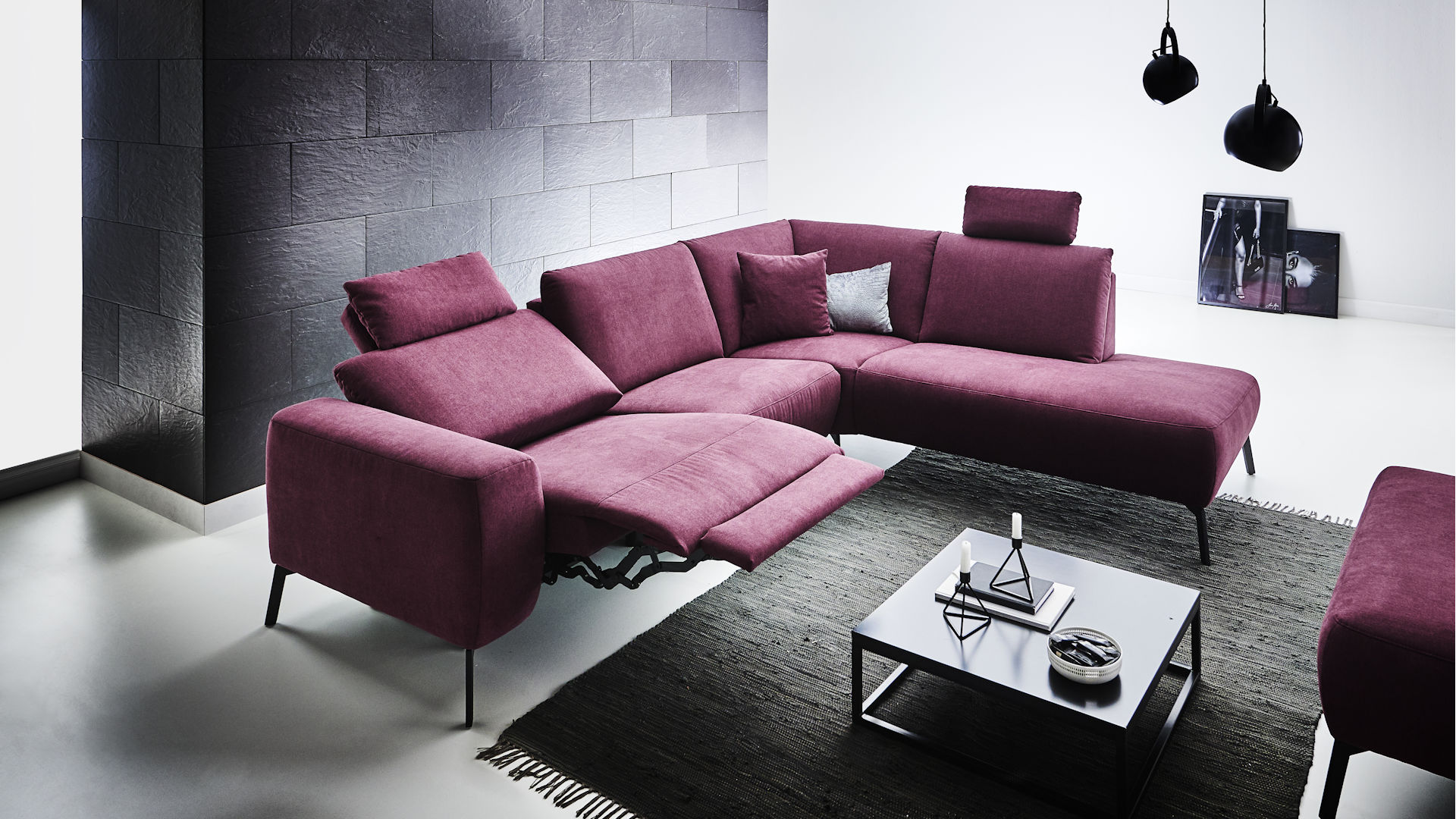 Polstereckgarnitur Stoff bordeaux Z22239