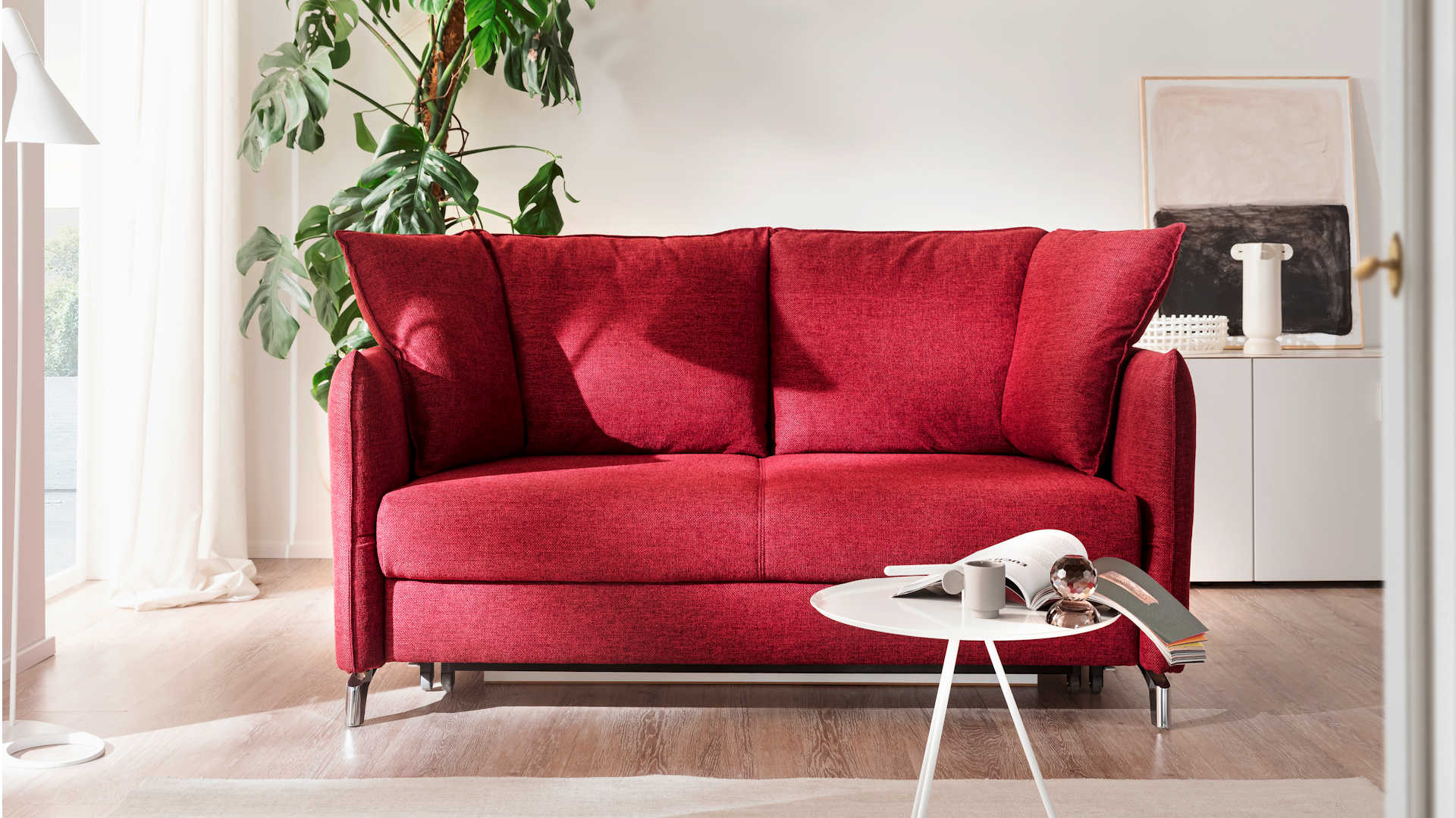Schlafsofa Z22579 - Stoffbezug, rot
