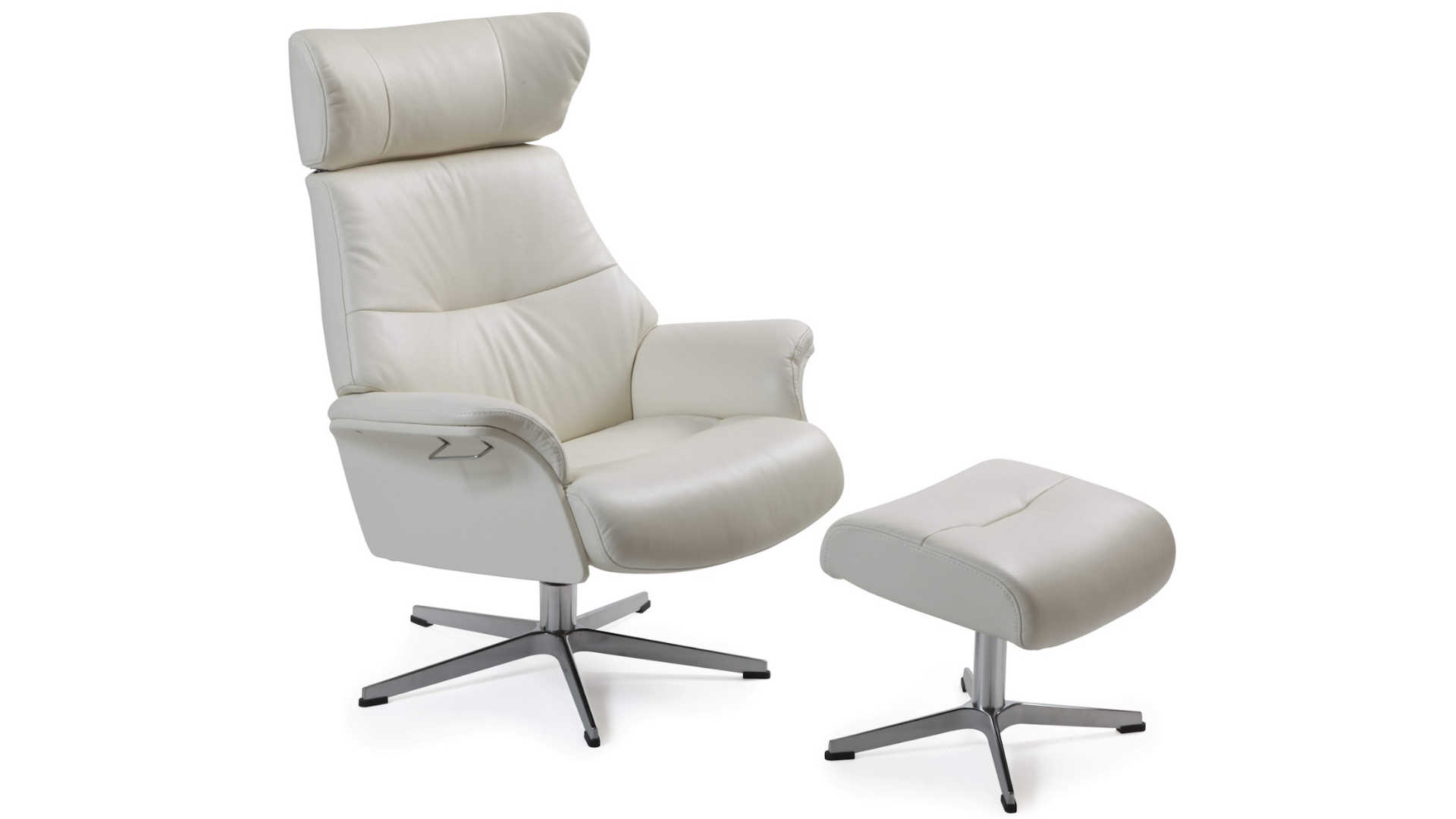 Ledersessel weiß Z22917-2 - drehbar, Hocker