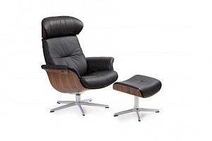 Einzelsessel Z22941 - Leder, inkl. Hocker, drehbar