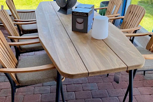 Gartentisch-Gruppe inklusive 6 Stühle Teak massiv