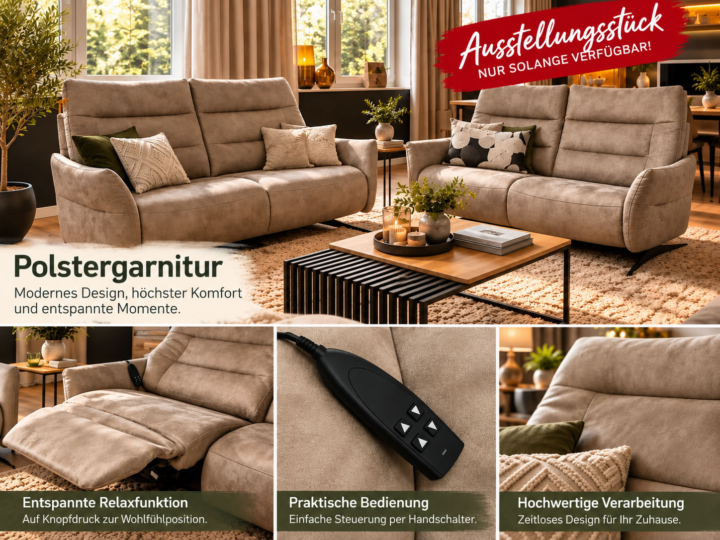 Hukla Polstergarnitur mit moto. Relaxfunktion