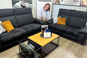 Sofa Garnitur 2-Sitzer und 3-Sitzer schwarz/anthra
